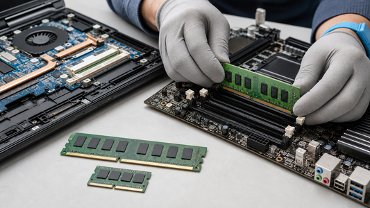 Simulated computer memory and RAM diagnosis on an anti-static repair bench