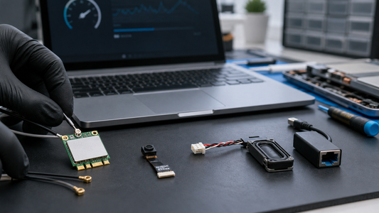 Simulated laptop network, audio and webcam hardware diagnosis