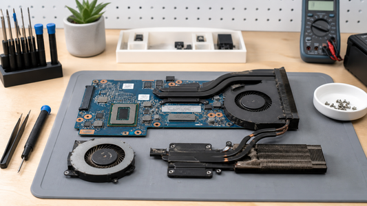 Simulated professional repair scene for Gaming Laptop Cooling System: Incorrect fan or performance profile