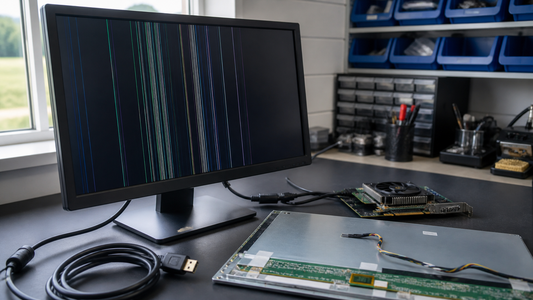 Simulated professional repair scene for Lines on the Screen: Monitor, Cable, Graphics or Panel?