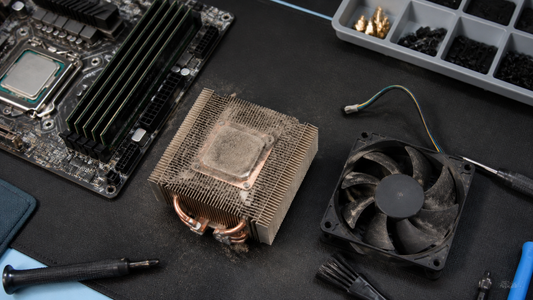 Simulated professional repair scene for Desktop CPU Cooling System: External airflow obstruction