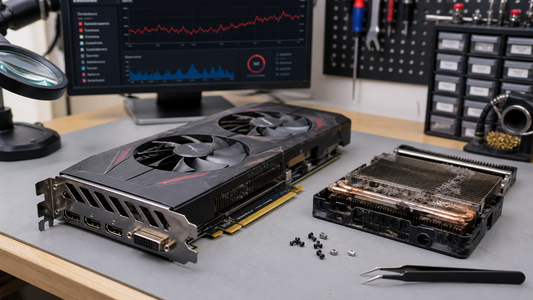 Simulated professional repair scene for Desktop GPU Cooling System: External airflow obstruction