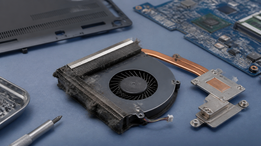 Simulated professional repair scene for Gaming Laptop Cooling System: External airflow obstruction