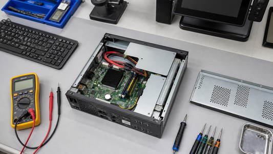 Simulated professional repair scene for POS Computer Maintenance for Small Shops in Auckland