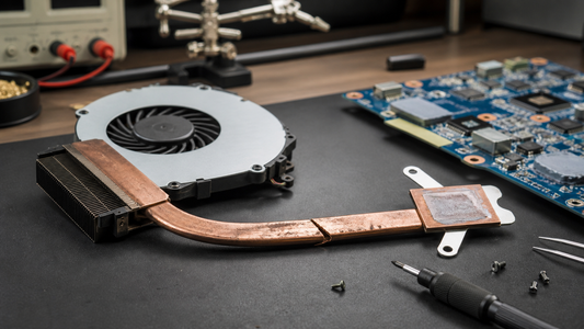 Simulated professional repair scene for Gaming Laptop Cooling System: Failed heat pipe