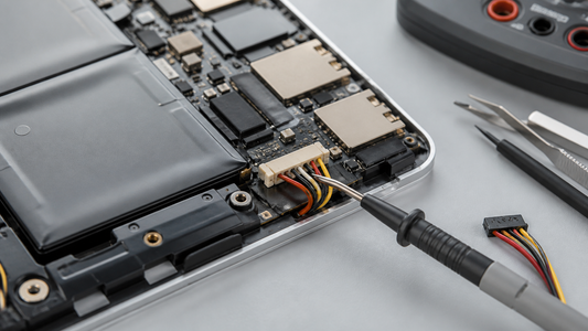Simulated professional repair scene for Ultrabook Internal Battery: Battery connector fault
