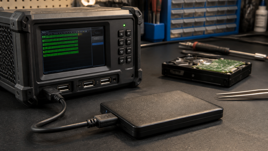 Simulated professional repair scene for External USB Storage Drive: Interrupted write or unsafe removal