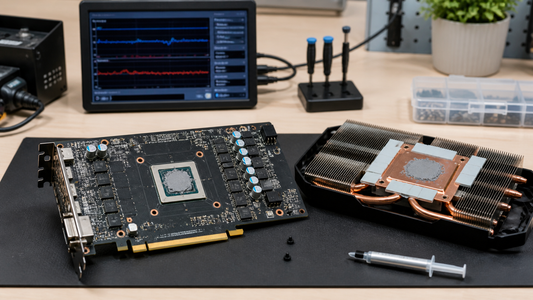 Simulated professional repair scene for Desktop GPU Cooling System: Incorrect thermal interface material