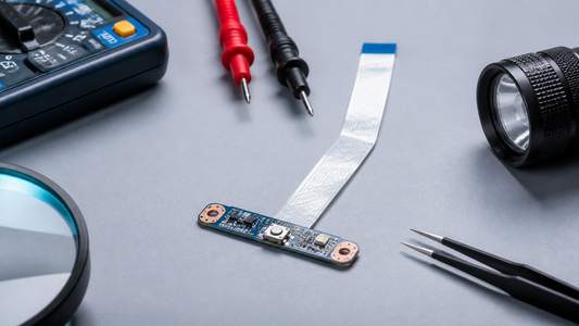 Simulated professional repair scene for Laptop Power Button Board: Input controller failure