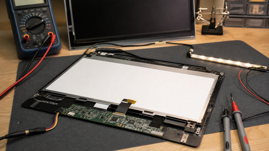 Simulated professional repair scene for All-in-One Computer LCD Panel: Display controller failure