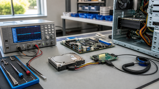 Simulated professional repair scene for Before Selling or Recycling an Old PC: Data Wipe Comes First