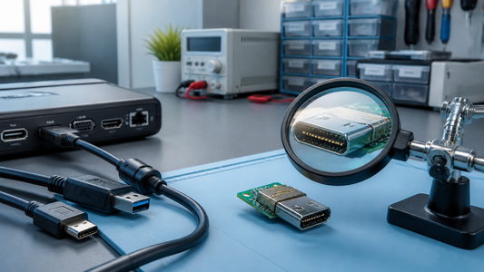 Simulated professional repair scene for Laptop Docking Connection: Wrong cable or connector revision