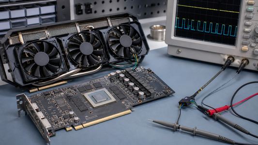 Simulated professional repair scene for Desktop GPU Cooling System: Fan control circuit fault