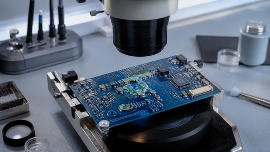 Simulated professional repair scene for Laptop LCD Panel: Liquid contamination