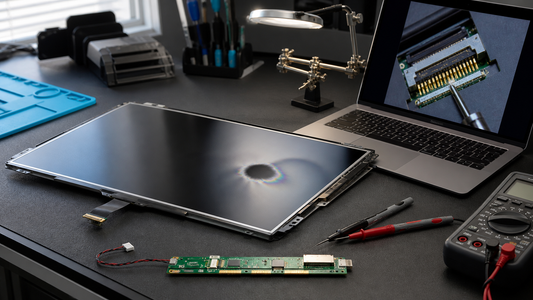 Simulated professional repair scene for All-in-One Computer LCD Panel: Pressure damage