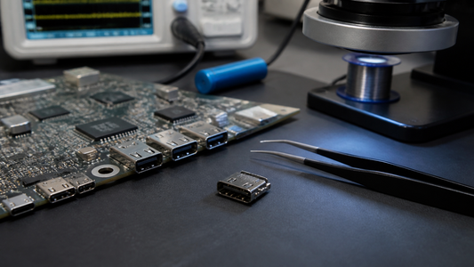 Simulated professional repair scene for Laptop Docking Connection: Interface controller fault