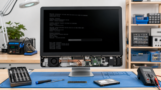 Simulated professional repair scene for All-in-One PC Windows System: Failed operating-system update