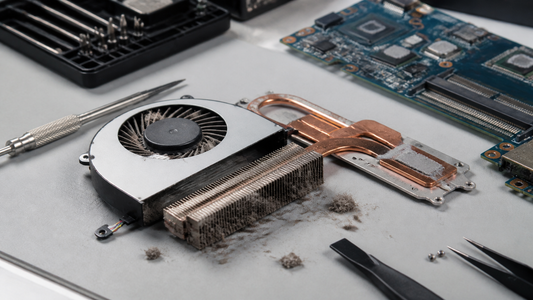Simulated professional repair scene for Gaming Laptop Cooling System: Dust blockage