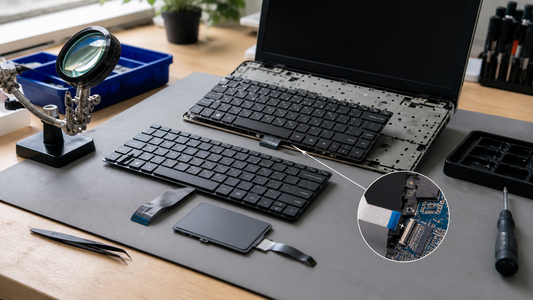 Simulated professional repair scene for Laptop Keyboard: Incorrect replacement part