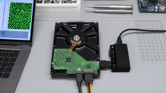 Simulated professional repair scene for Mechanical Hard Drive: Storage metadata damage