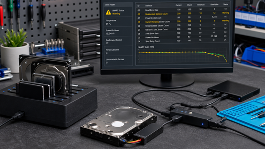 Simulated professional repair scene for SMART Warning on a Hard Drive: Treat It as an Early Alarm
