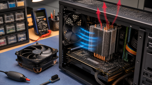 Simulated professional repair scene for Gaming PC Frame Drops: Heat, Drivers or Hardware?