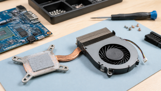 Simulated professional repair scene for Laptop Cooling System: Dried thermal compound