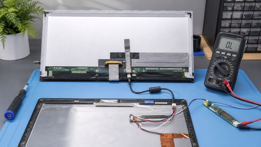 Simulated professional repair scene for Laptop Touchscreen LCD Assembly: Internal short circuit
