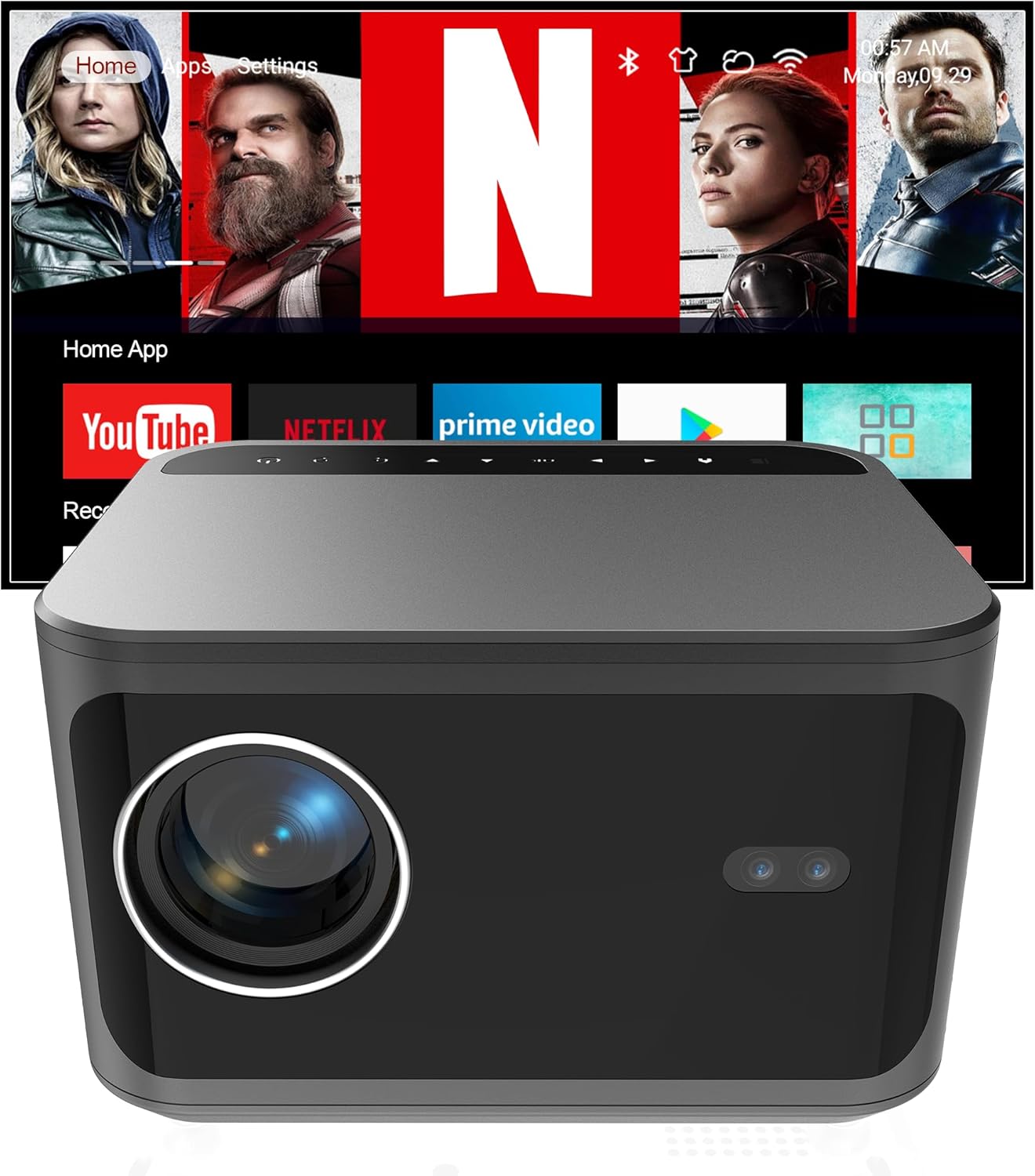 APEC A540 PRO Home Projector 4K hard decoding WIFI BT up to 130 inch - Retail & Event Display - main product or real effect view