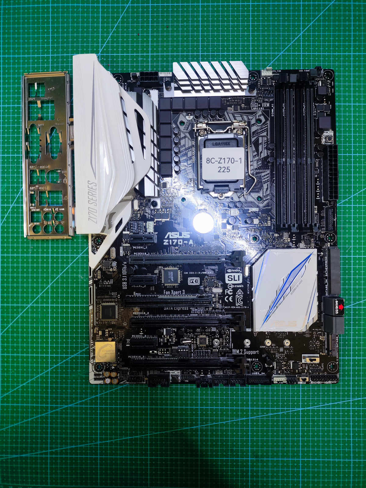 ASUS Z170 Motherboard LGA 1151 Intel 6Gen 7Gen / B150 Z270 B250 - Tested Refurbished Board - full board and I/O shield view