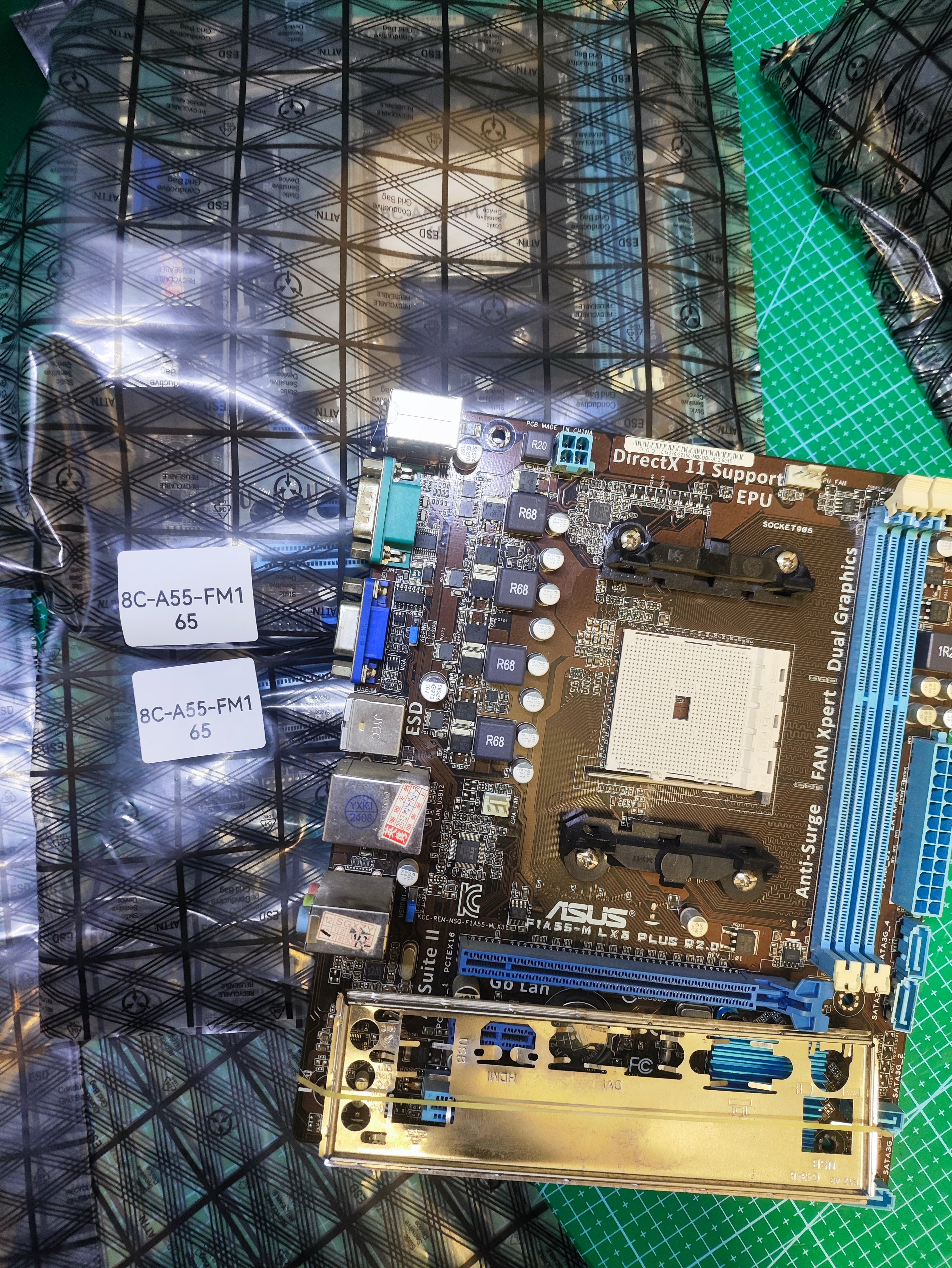 ASUS A55 Motherboard AMD FM1 - Tested Refurbished Board - socket and slot detail