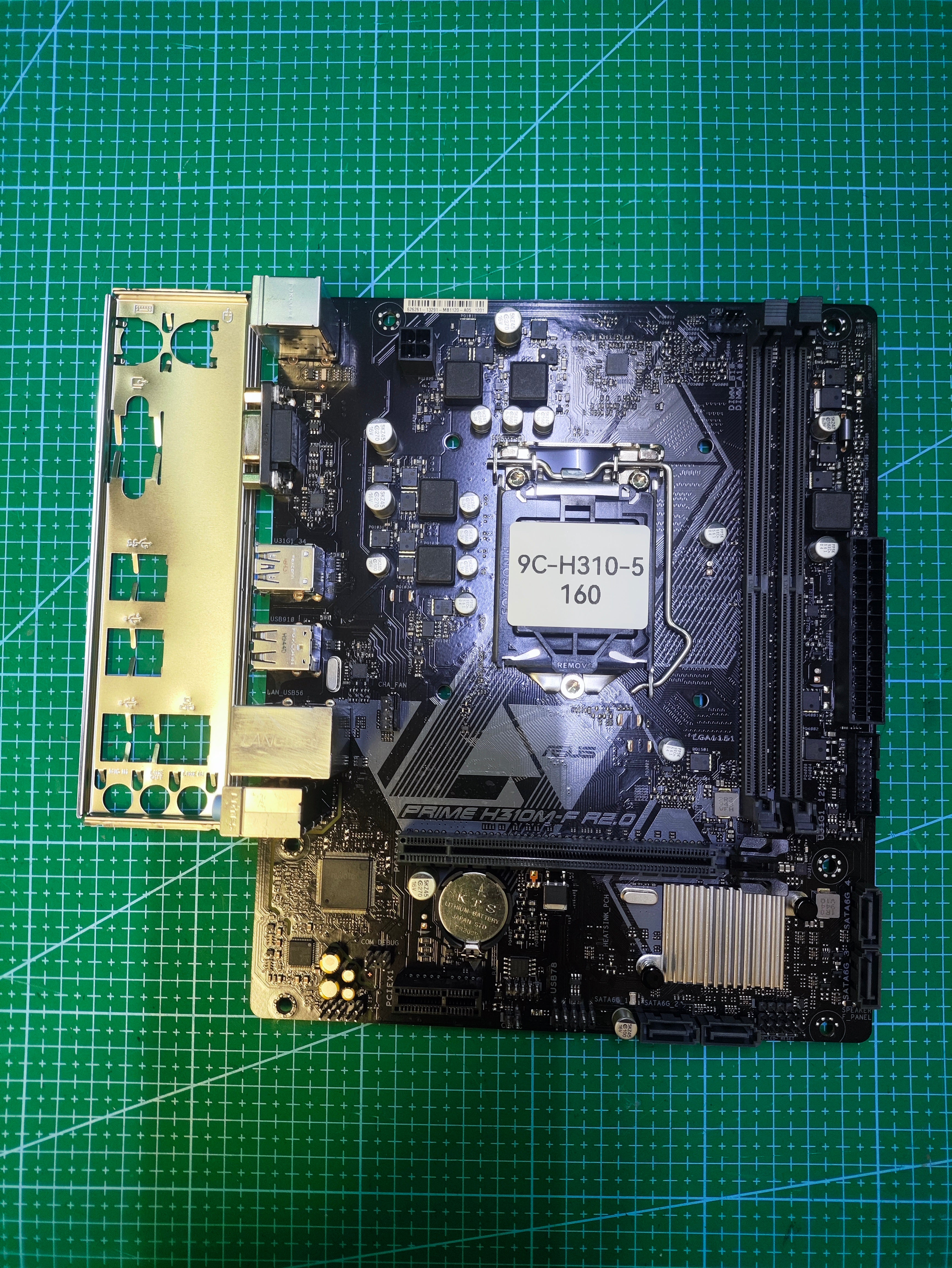 ASUS H310 Motherboard LGA 1151 Intel 8Gen 9Gen / B360 B365 Z370 - Tested Refurbished Board - full board and I/O shield view