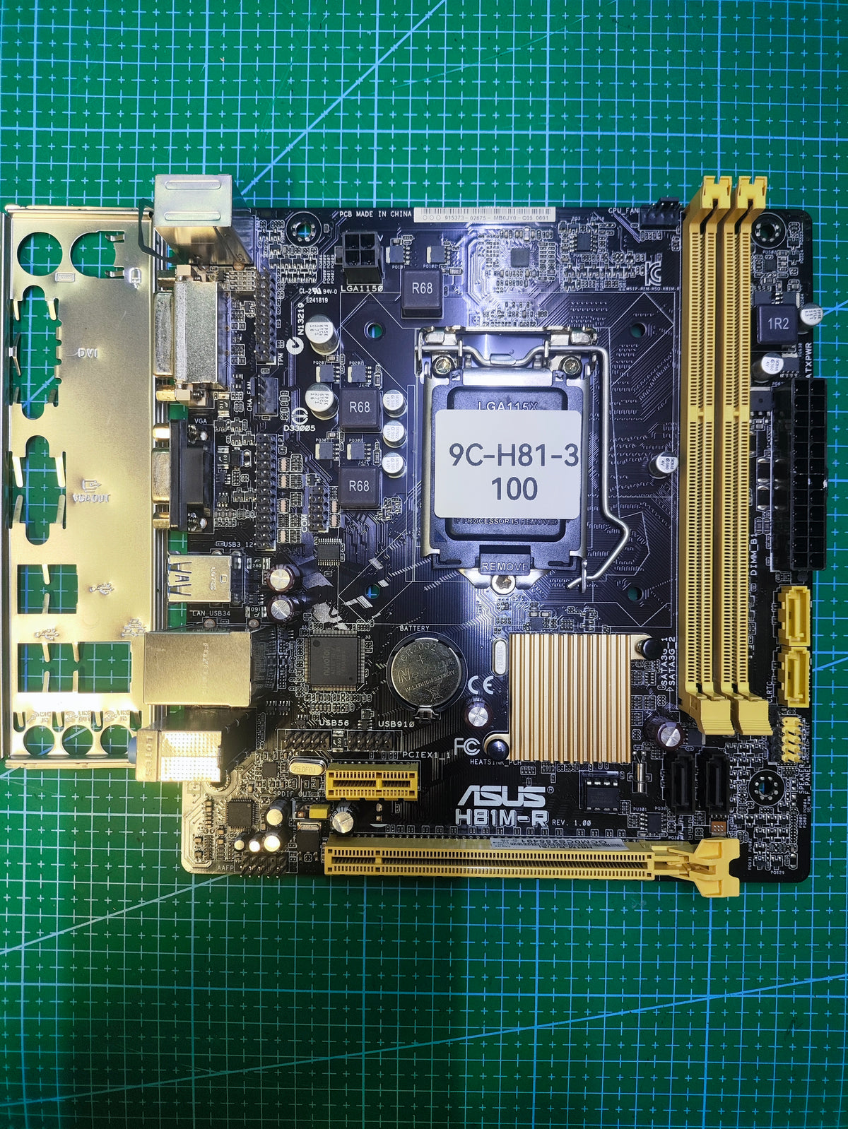 ASUS H81 Motherboard LGA 1150 Intel 4th 5th Gen - Refurbished 90-Day Warranty - full board and I/O shield view