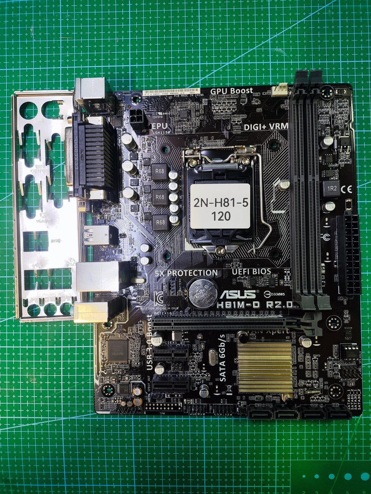 ASUS H81 Motherboard LGA 1150 Intel 4th 5th Gen - Refurbished 90-Day Warranty - full board and I/O shield view