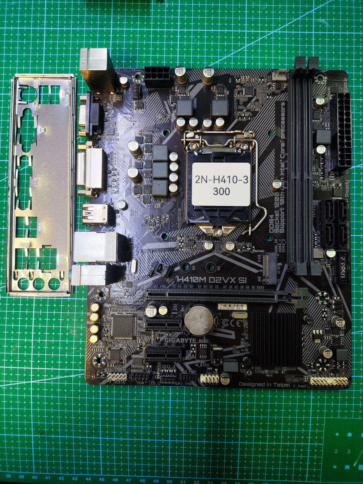 GIGABYTE H410 Motherboard LGA 1200 Intel 10th 11th Gen - Refurbished 90-Day Warranty - full board and I/O shield view