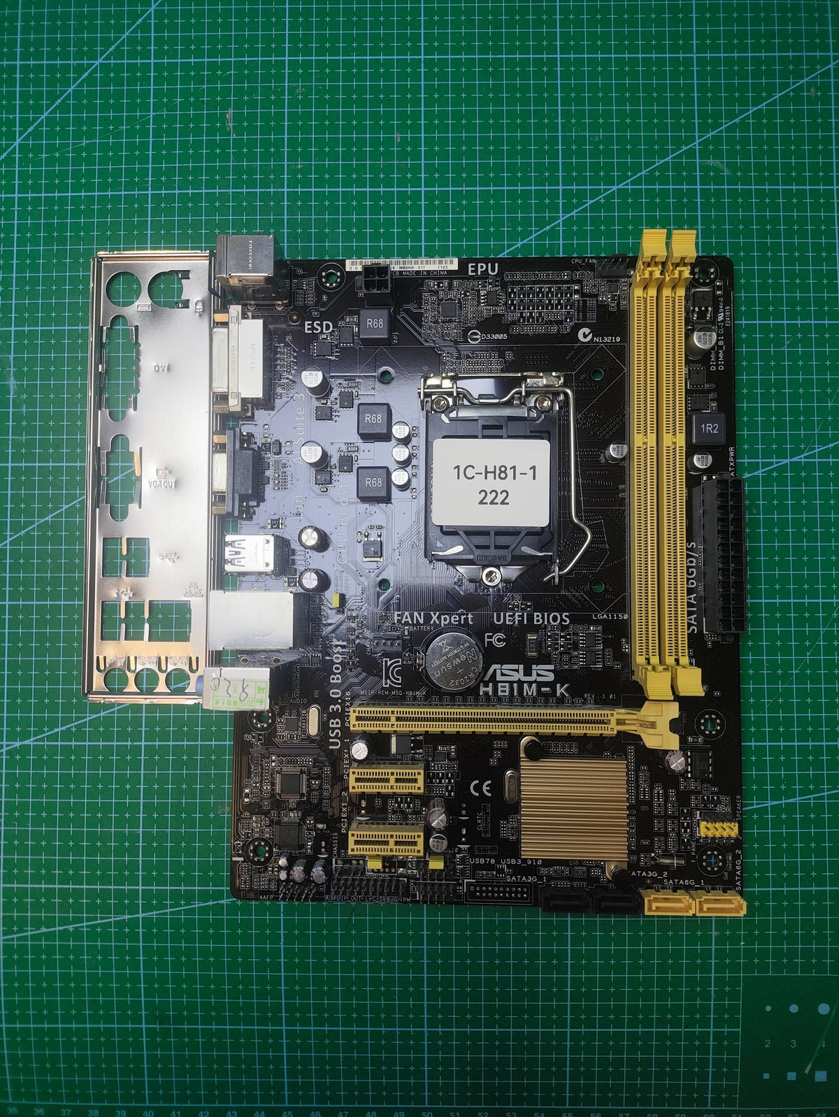 ASUS H81 Motherboard LGA 1150 Intel 4th 5th Gen - Refurbished 90-Day Warranty - full board and I/O shield view