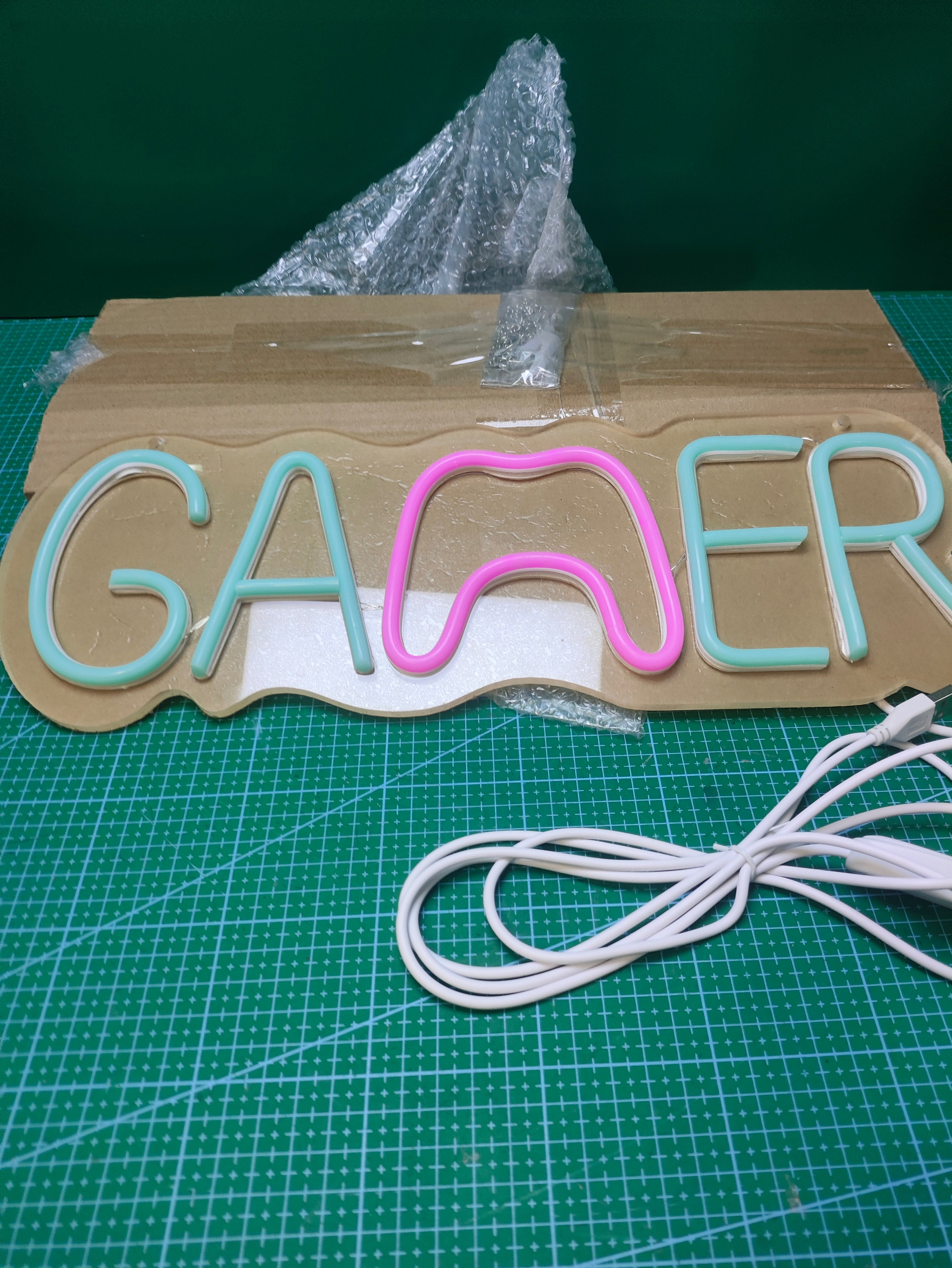 GAMER LED Neon Sign - Dimmable, USB Powered - included item or label detail