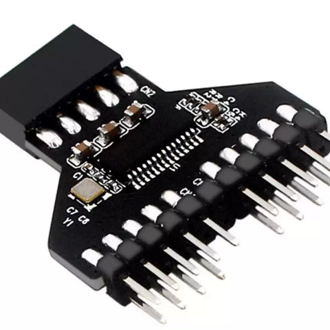 Desktop USB 2.0 9-Pin Header 1 to 2 Port Splitter - detail photo